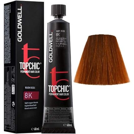 Goldwell Top Chic 8K Light Copper Blonde Warm Reds Permanent Hair Color 60Ml