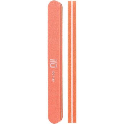 T4B Ilu Double-Sided Pink Nail File For Manicure And Pedicure Straight Shape 100/180 Grit