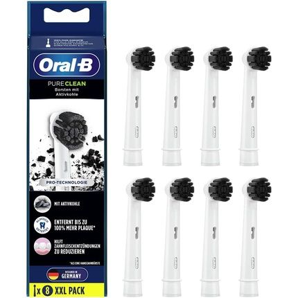 Oral-B Pure Clean Electric Toothbrush Heads With Activated Carbon Bristles 8 Pack