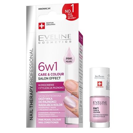 Eveline 6 In 1 Care & Colour Nail Treatment Pink Pearl 5Ml