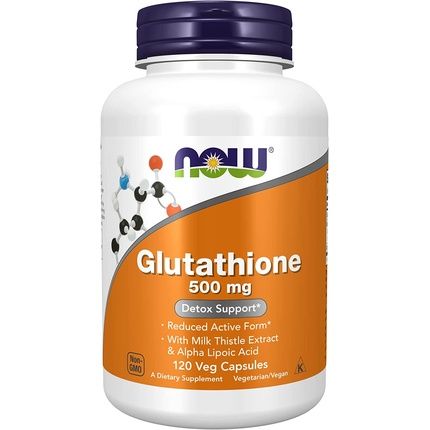 Now Supplements Glutathione 500Mg With Milk Thistle Extract And Alpha Lipoic Acid 120 Veg Capsules