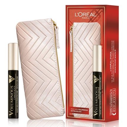 L'Oreal Paris Makeup Set Gift Idea For Women Voluminous Extra Black Mascara And Mini Cosmetic Bag