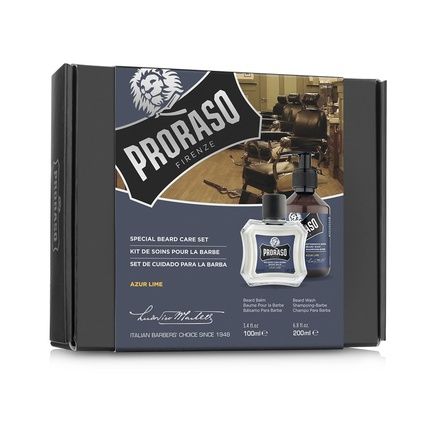Proraso Beard Care Duo Kit For New Or Short Beards Azur Lime With Beard Balm And Beard Wash