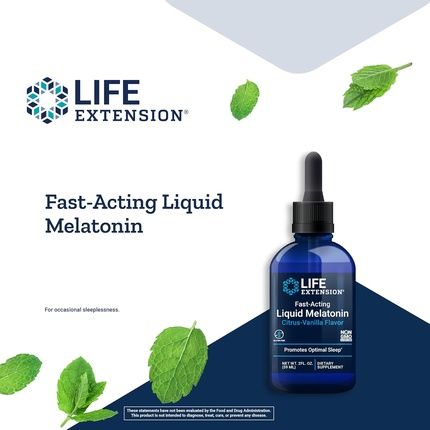 Life Extension Fast-Acting Liquid Melatonin Sleep & Cellular Health Support Supplement Citrus-Vanilla Flavor 2 Fl.Oz - Image 3