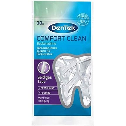Dentek Comfort Clean Dental Floss Sticks For Back Teeth Mint Flavor Fluoride Toothpicks 30 Sticks