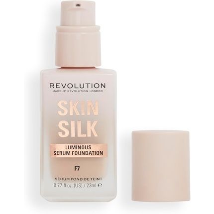 Makeup Revolution Skin Silk Serum Foundation Light To Medium Coverage With Hyaluronic Acid 23Ml F7
