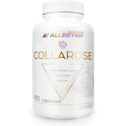 Alldeynn Collarose Collagen Capsules With Hyaluronic Acid, Biotin And Vitamin C Anti Aging Skin Treatment Hair Supplements For Women 180 Capsules