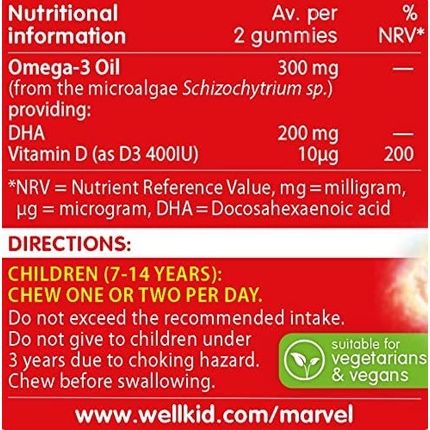 Vitabiotics Wellkid Marvel Omega 3 And Vitamin D Soft Jellies 50 Count 174G - Image 3