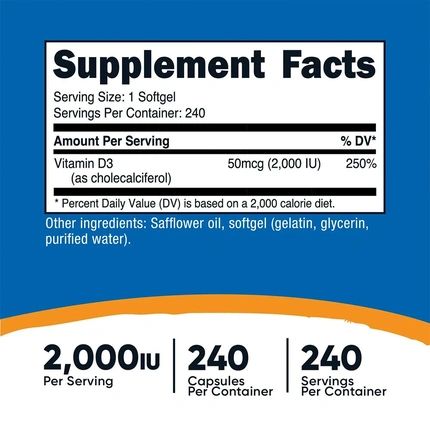 Nutricost Vitamin D3 2000 Iu 240 Softgels