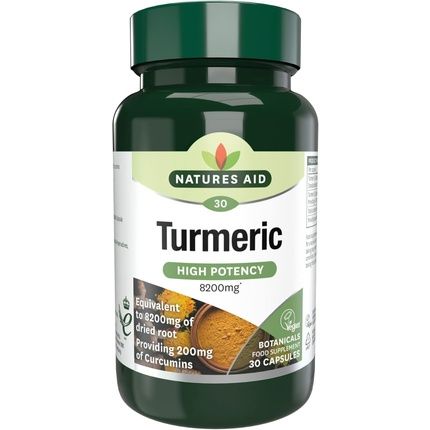 Natures Aid Turmeric 8200Mg High Potency Extract Plus Whole Herb 30 Capsules 30 Count