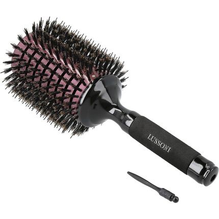 T4B Lussoni Round Wooden Hair Brush For Styling Long And Thick Hair With Boar Bristles And Nylon Pins Ceramic Coating 65Mm - Image 3