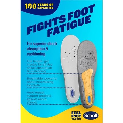 Scholl Women'S Gel Activ Work Insoles Uk Size 3.5-7.5 Grey - Image 3