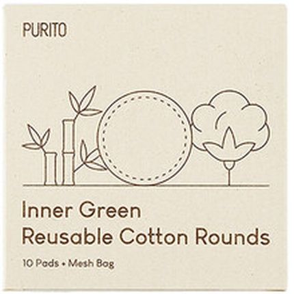 Purito Inner Green Reusable Cotton Rounds 10 Pieces