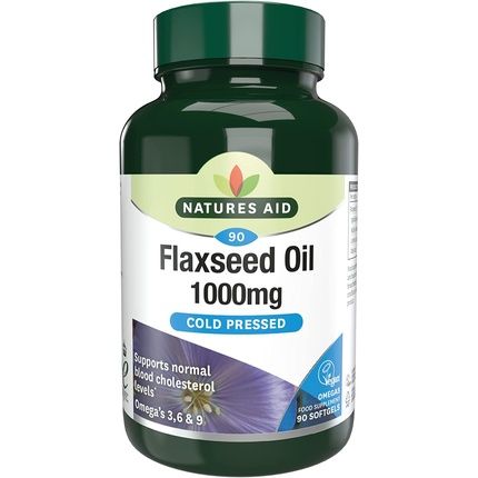Natures Aid Flaxseed Oil 1000Mg Cold Pressed Omega 3 6 9 90 Capsules