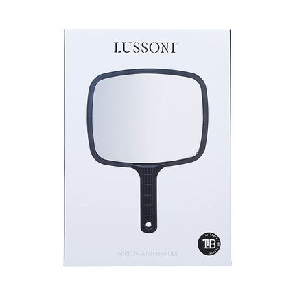 T4B Lussoni Professional Handle Mirror Ergonomic Lightweight And Practical Portable Easy To Use Hairdressing Accessory Barber Makeup Black