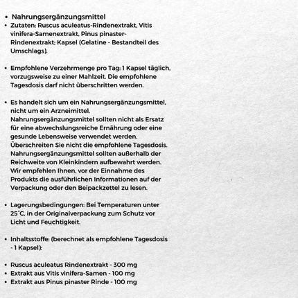 Ruscus Grape Seeds Pine Bark Supplement For Women And Men