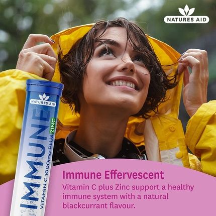 Natures Aid Immune Effervescent With Zinc And Vitamin C Natural Blackcurrant Flavour 20 Tablets - Image 3