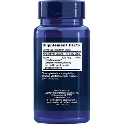 Life Extension Sea-Iodine 1000Mcg Supplement Pills From Organic Kelp And Bladder Wrack Extracts 60 Capsules