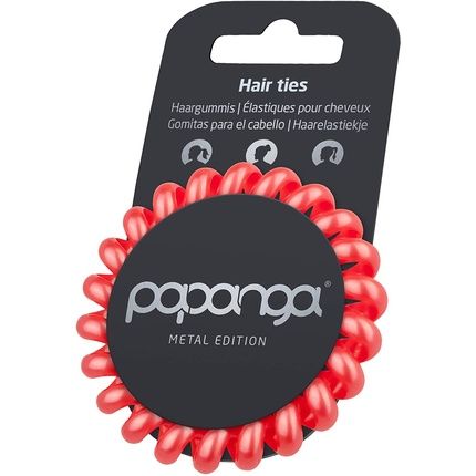 Papanga Metal Edition Spiral Hair Elastics Size Big, Colour: Metallic Coral