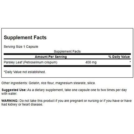 Swanson Full-Spectrum Parsley Leaf Extract Herbal Supplement 60 Capsules 400Mg - Image 3