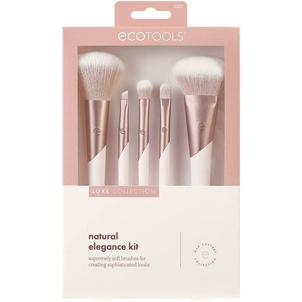 Ecotools Luxe Natural Elegance Professional Makeup Brush Set For Face Cheek And Eye Makeup Pink 5 Piece Set