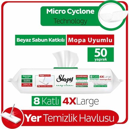 Sleepy Easy Clean Mop Disposable Floor Cleaning Towel 50 Mop Compatible Wipes