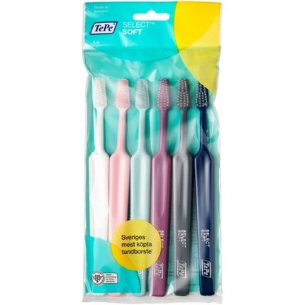Tepe Select Toothbrush Soft Efficient For Plaque Removal With Tapered Brush Heads Gentle Cleaning With Soft Bristle Toothbrush Multicolor 6 Count