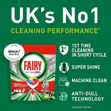 Fairy Platinum Plus Dishwasher Tablets 59 With Lemon Antidull Technology