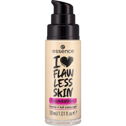 Essence I Love Flawless Skin Foundation No. 20 Long-Lasting Mattifying Instant Result Matt Vegan Oil-Free Uva And Uvb Filter + Spf 20 Fragrance-Free 30Ml