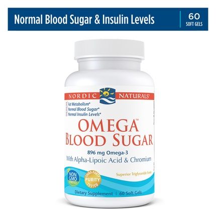 Nordic Naturals Omega Blood Sugar Softgels Lemon Non-Gmo 896Mg 60 Count