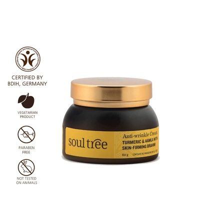 Soultree Anti Wrinkle Cream With Turmeric, Aamla And Brahmi 60G - For Dry And Normal Skin