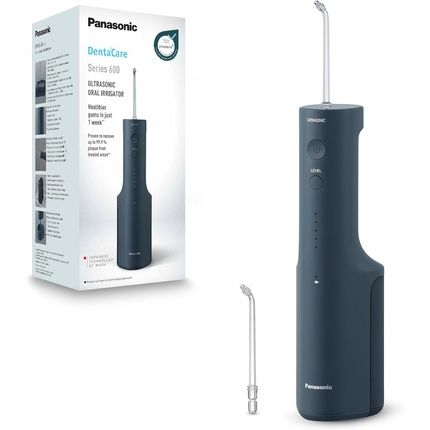 Panasonic 600 Series Ultrasonic Water Flosser Ew-Dj66-A303 200Ml Ipx7 2 Nozzles 5 Pressure Levels Travel Accessory Navy Blue
