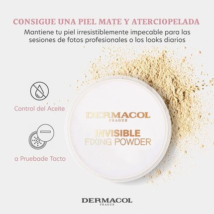 Dermacol Invisible Fixing Face Powder Touch-Proof Translucent Powder For Oily Skin & Other Skin Types Loose Powder Makeup Matte Powder With Powder Puff 13.5G Light - Image 3