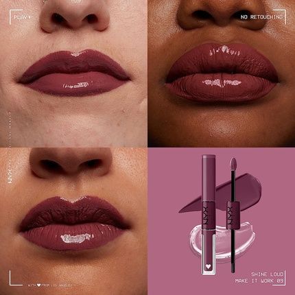 Nyx Professional Makeup Shine Loud Long-Lasting Liquid Lipstick With Clear Lip Gloss Cool-Toned Plum 09 Make It Work - Image 3