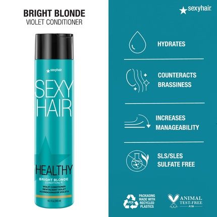 Sexyhair Healthy Bright Blonde Violet Shampoo/Conditioner Helps Counteract Brassiness Sls And Sles Sulfate Free 10.1 Fl Oz - Image 3