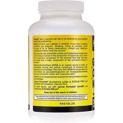 Jarrow Formulas Glucosamine Chondroitin Msm 240 Capsules