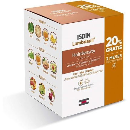Isdin Lambdapil Hairdensity, 180 Capsules, 20% Free | Restores The Volume Of