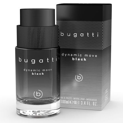Bugatti Dynamic Move Black Men'S Perfume 100Ml - Oriental Woody Eau De Toilette - Sensual And Strong Combination Of Cashmere Wood, Musk, And Lychee - Fruity, Fresh, And Woody-Warm