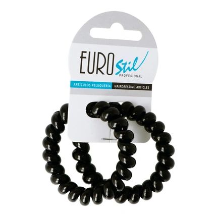 Eurostil Large Black Spiral Hair Ties 55Cm Pack Of 1