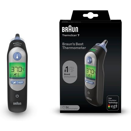 Braun Thermoscan 7 Ear Thermometer With Age Precision Technology Colour-Coded Digital Display Baby And Infant Friendly 6520 Black
