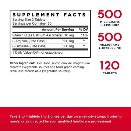 Jarrow Formulas Arginine-Citrulline Sustain 120 Tablets