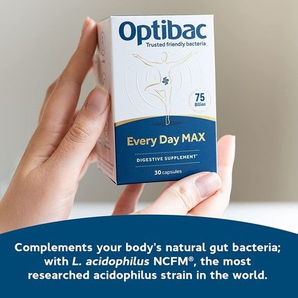 Optibac Probiotics Every Day Max Advanced Maximum Strength Vegan Digestive Supplement 30 Capsules - Image 3