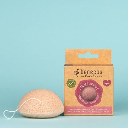 Benecos Natural Cosmetics Konjac Sponge Red Clay 100% Biodegradable