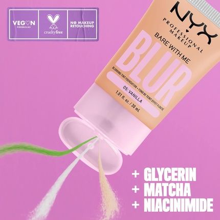 Nyx Professional Makeup Bare With Me Blur Skin Tint Foundation With Matcha, Glycerin & Niacinamide - Vanilla