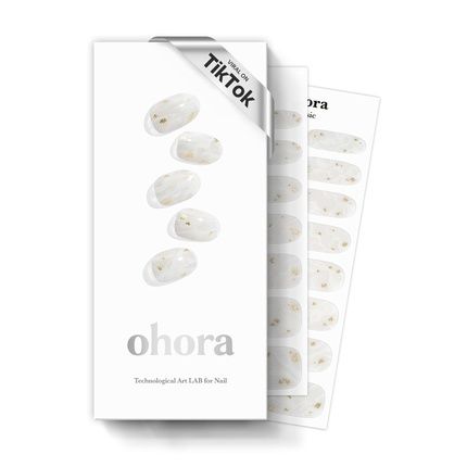 Ohora Semi Cured Gel Nail Strips Silky Marble - White Patterned