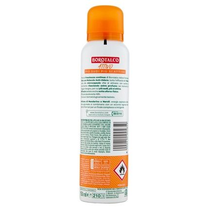 Borotalco Active Air Freshener Spray Orange Alcohol-Free Formula With Talc And Anti-Odor Molecules Fresh Effectiveness 48H Effectiveness Mandarin And Neroli Scent - Image 3