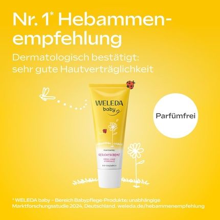 Weleda Organic Baby Calendula Face Cream Fragrance-Free Natural Cosmetics