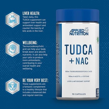 Applied Nutrition Tudca + Nac Liver & Antioxidant Support Supplement 90 Capsules 800Mg - 30 Servings