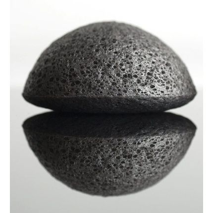 Konjac Face Sponge With Active Bamboo Ash For Cleansing Pores And Absorbing Oil - Ideal For Oily And Acne-Prone Skin