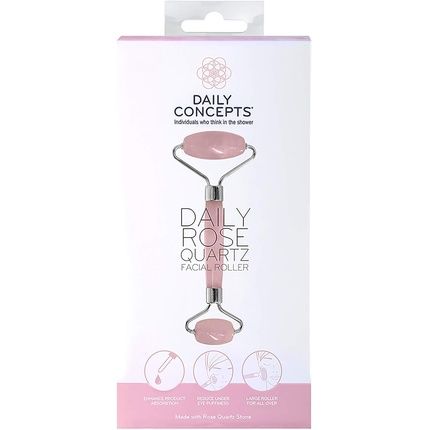 Daily Concepts Daily Rose Quartz Facial Roller Helps Flush Lymphatic System Increase Circulation Reduce Puffiness And Purify Face Vegan 150G